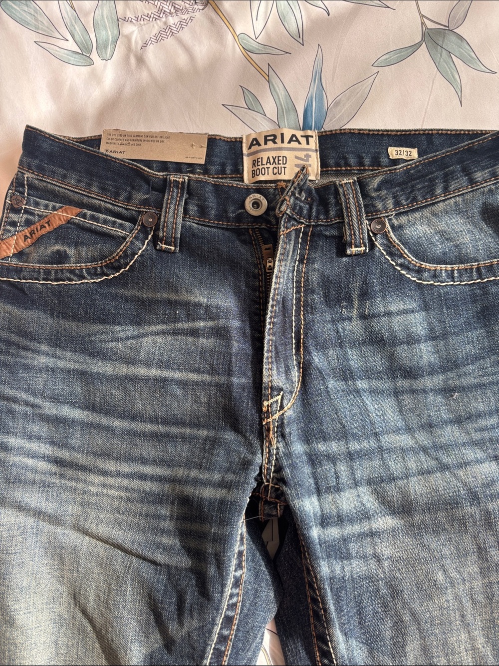 Ariat Men’s Relaxed Bootcut Jeans - Distressed Blue Wash